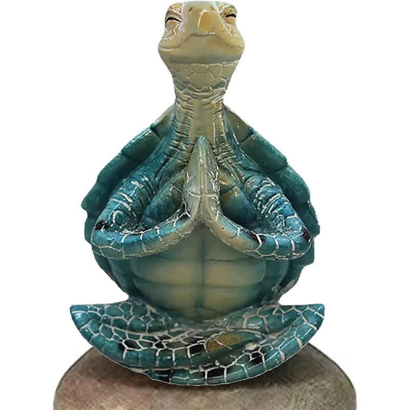 Tibetische Yoga-Meditations-Schildkröte-Statue aus Kunstharz für Weisheit