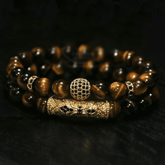 Armbänder aus Tigerauge und schwarzem Achat