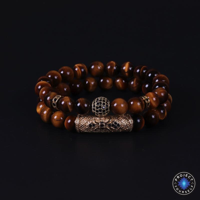 Armbänder aus Tigerauge und schwarzem Achat