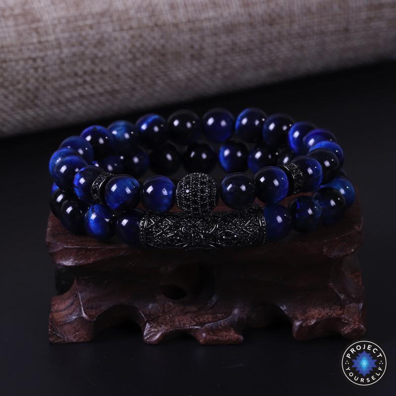 Armbänder aus Tigerauge und schwarzem Achat