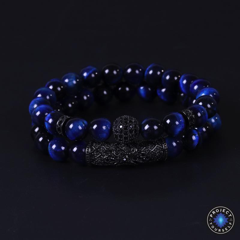 Armbänder aus Tigerauge und schwarzem Achat