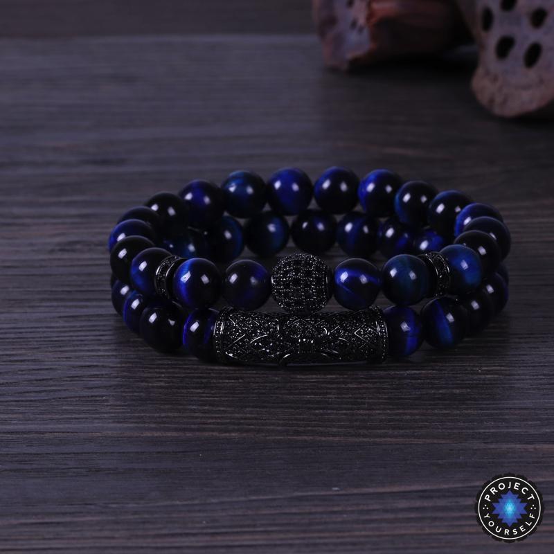 Armbänder aus Tigerauge und schwarzem Achat