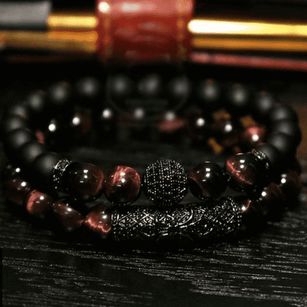 Armbänder aus Tigerauge und schwarzem Achat