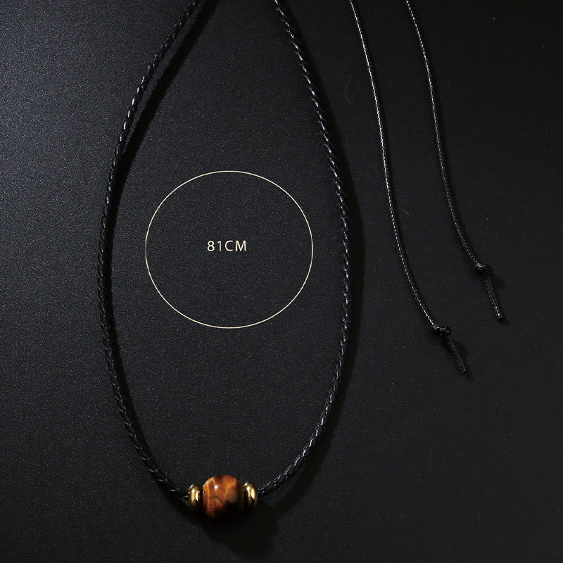 Tigerauge-Schutzkette mit Perlenwachsseil Unisex