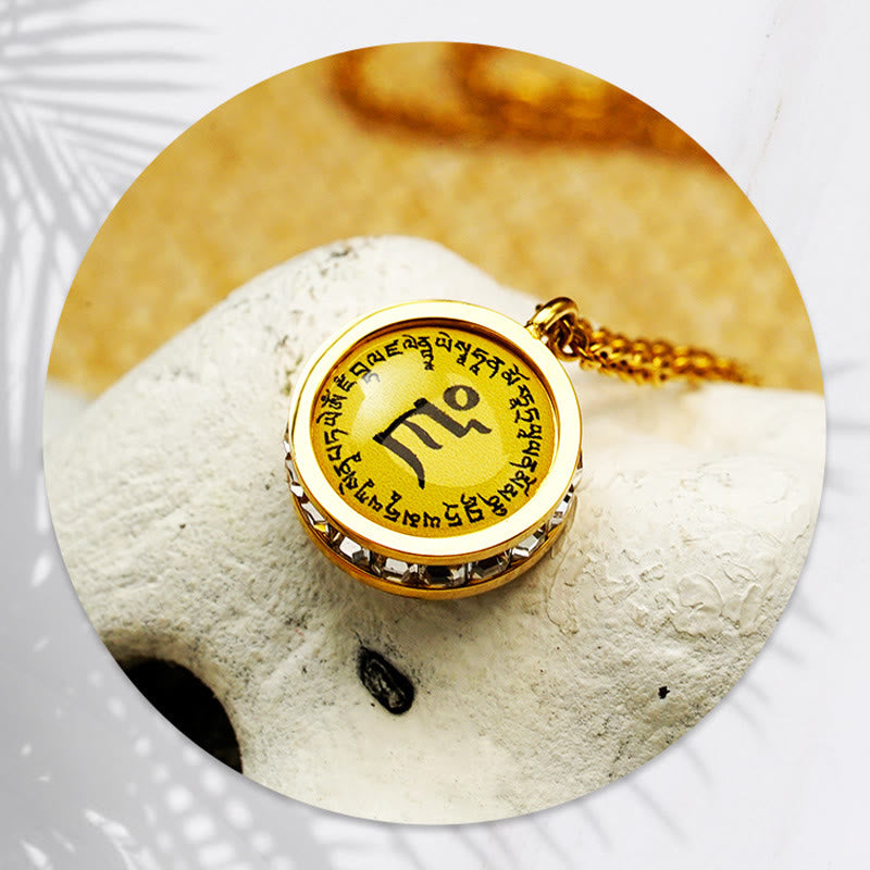 Buddha-Halskette aus Titanstahl | Grüne Tara &amp; Gott des Reichtums-Symbol