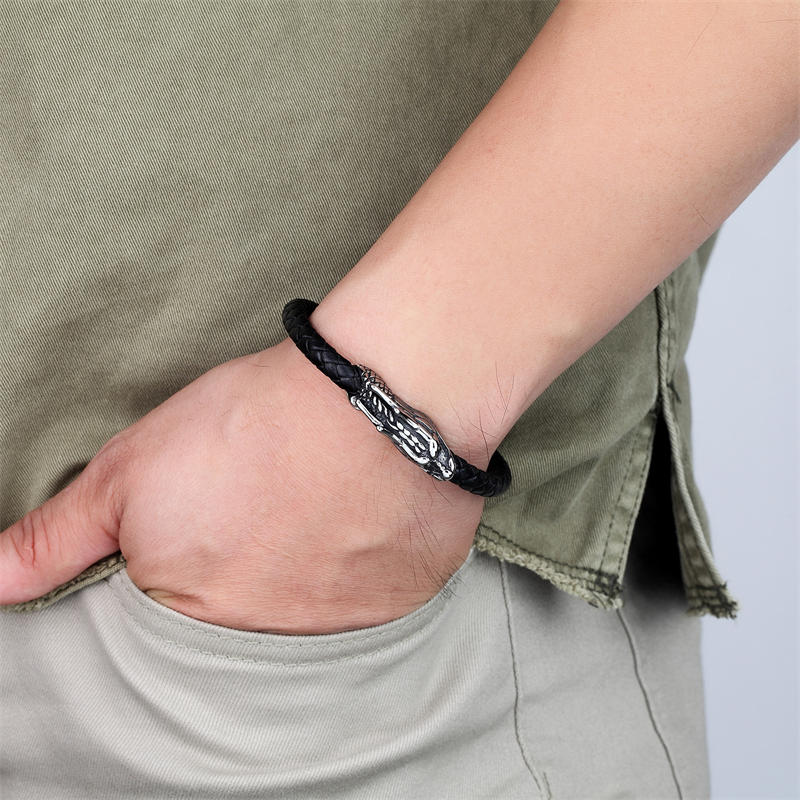 Drachenarmband aus Titanstahl, 19 cm, Glück und Schutz