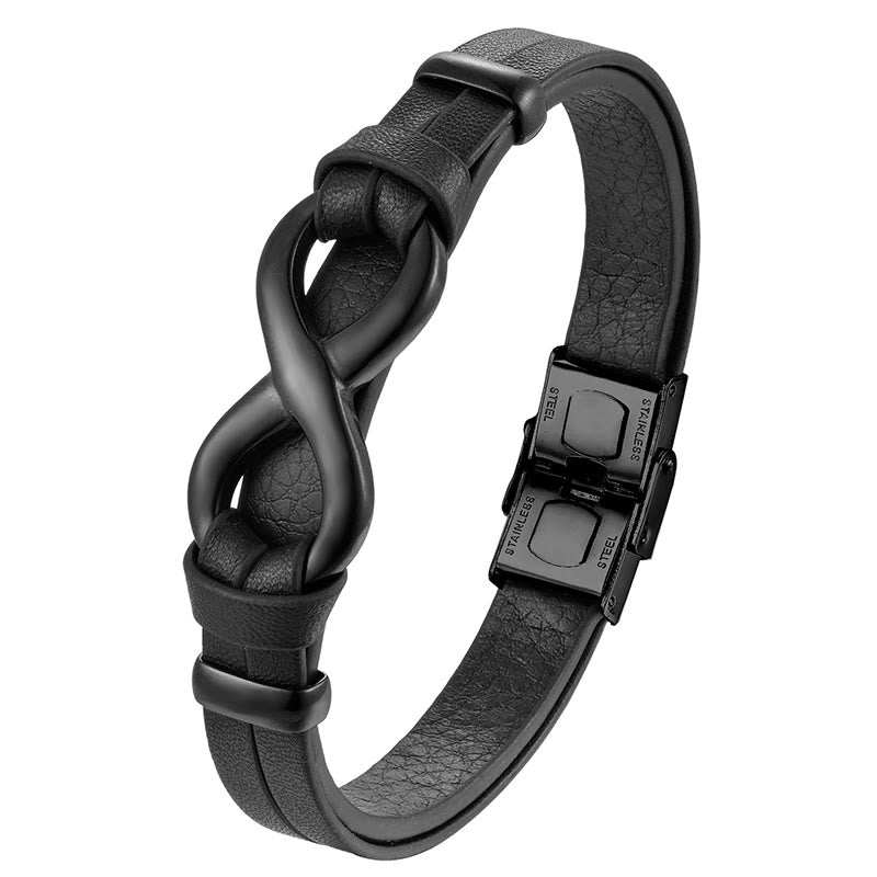 Armband mit Schnalle aus Titanstahl und Leder für Kraft und Gleichgewicht