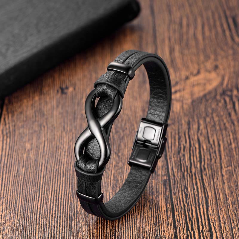 Armband mit Schnalle aus Titanstahl und Leder für Kraft und Gleichgewicht