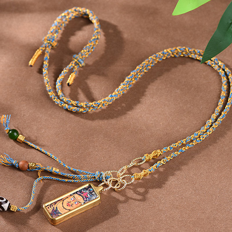 Halskette aus Titanstahl mit Anhänger „Fünf Götter des Reichtums“