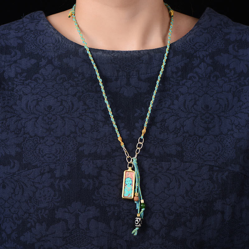 Halskette aus Titanstahl mit Anhänger „Fünf Götter des Reichtums“