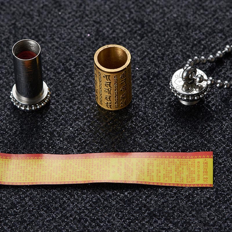 Gebetsmühlen-Halskette aus Titanstahl | Spiritueller Anhänger „Balance“