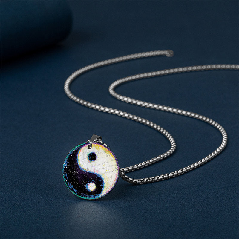 Titanstahl Yin Yang Koi Fisch Harmonie Halskette