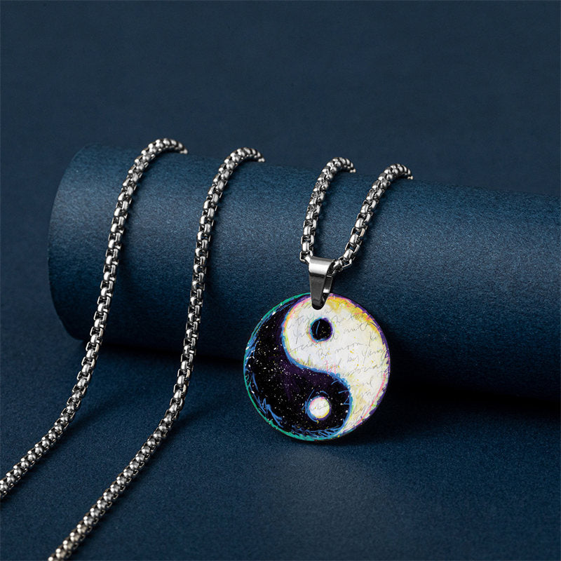 Titanstahl Yin Yang Koi Fisch Harmonie Halskette