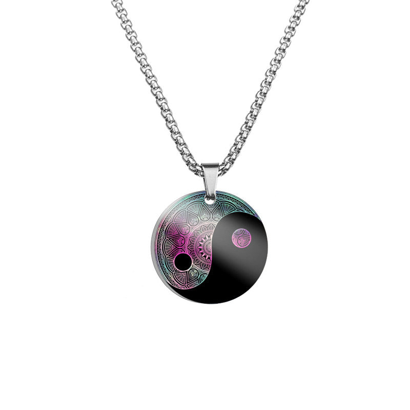 Titanstahl Yin Yang Koi Fisch Harmonie Halskette