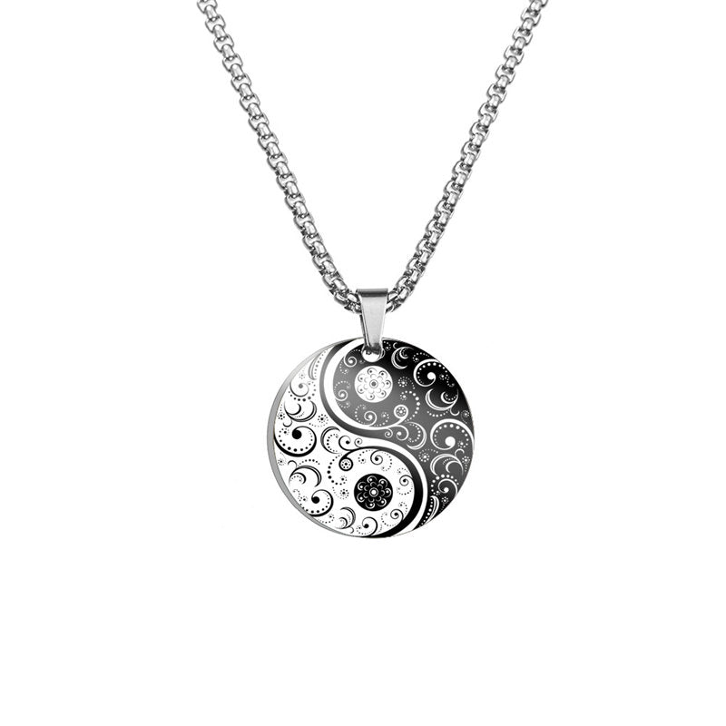 Titanstahl Yin Yang Koi Fisch Harmonie Halskette