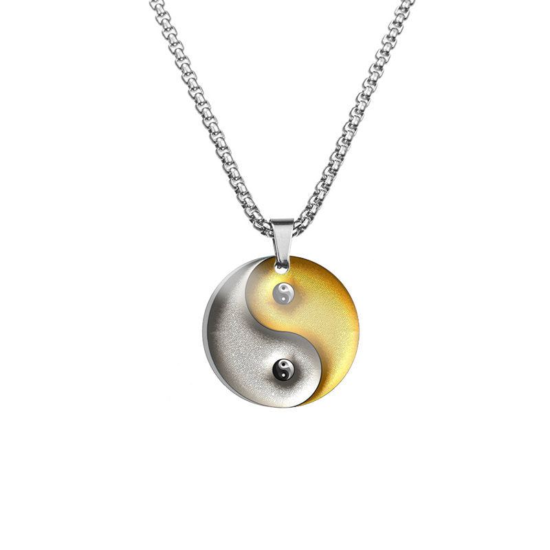 Titanstahl Yin Yang Koi Fisch Harmonie Halskette
