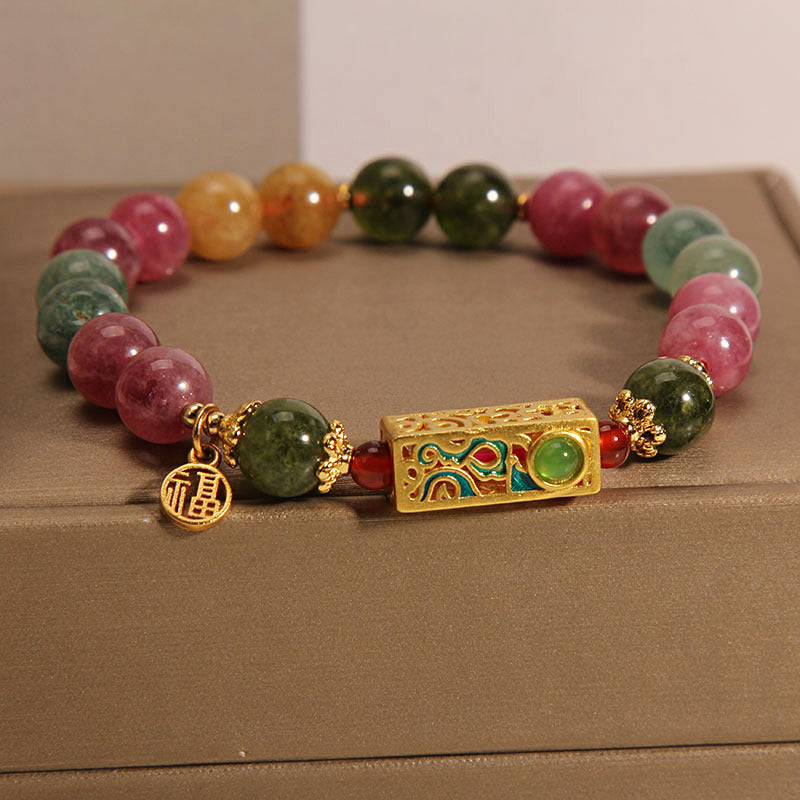 Turmalin-Armband mit positivem Fu-Charm für Glück