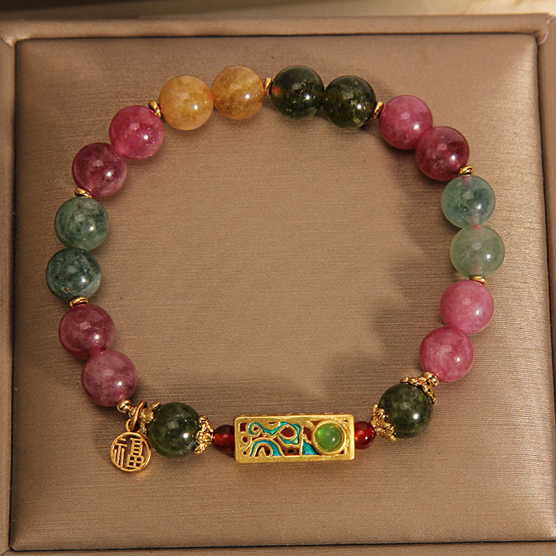 Turmalin-Armband mit positivem Fu-Charm für Glück