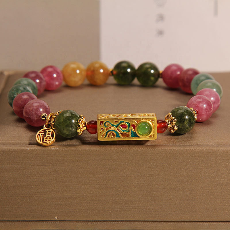 Turmalin-Armband mit positivem Fu-Charm für Glück