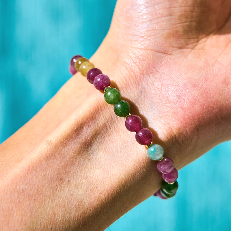 Turmalin-Glückskatze-Positivarmband, 14–16 cm, Unisex