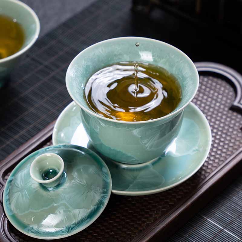 Traditionelle Sancai-Gaiwan-Teetasse aus Keramik, 180 ml, für Meditation