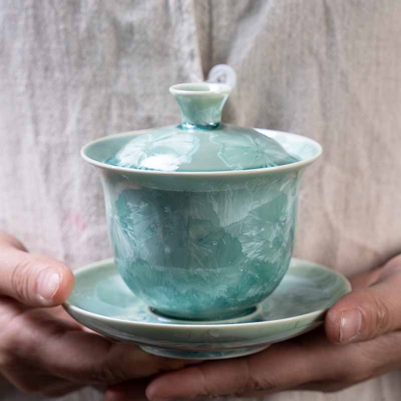 Traditionelle Sancai-Gaiwan-Teetasse aus Keramik, 180 ml, für Meditation