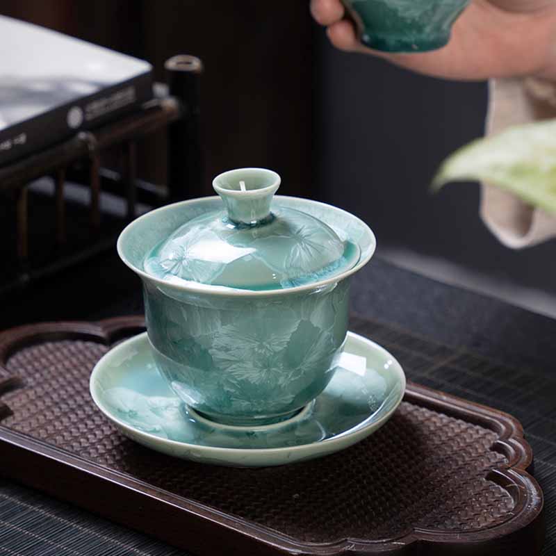 Traditionelle Sancai-Gaiwan-Teetasse aus Keramik, 180 ml, für Meditation