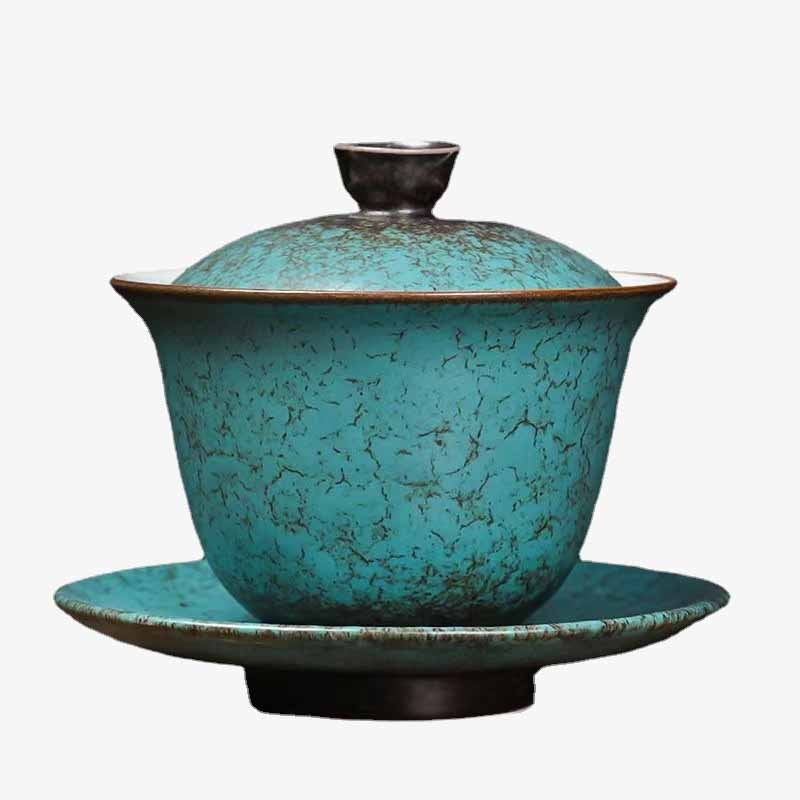 Traditionelle Gaiwan-Teetasse aus Keramik in Kieferngrün | 150 ml | Zen-Dekor