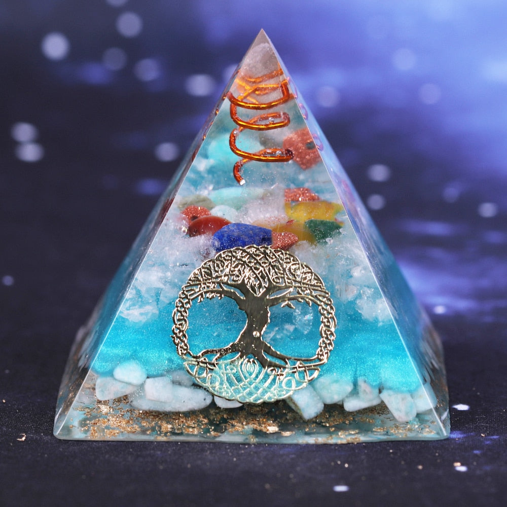 Baum des Lebens Amazonit 7 Chakra Orgon Pyramide