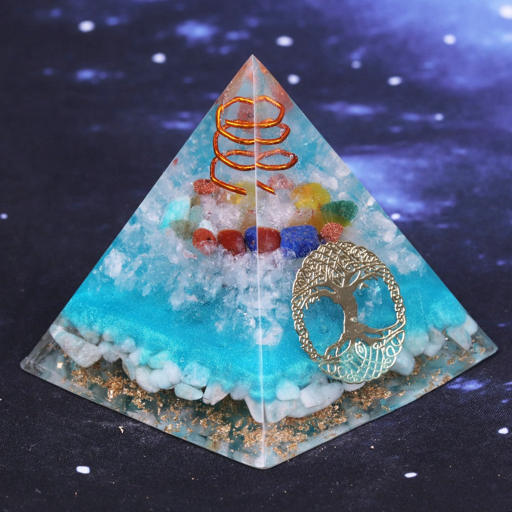 Baum des Lebens Amazonit 7 Chakra Orgon Pyramide