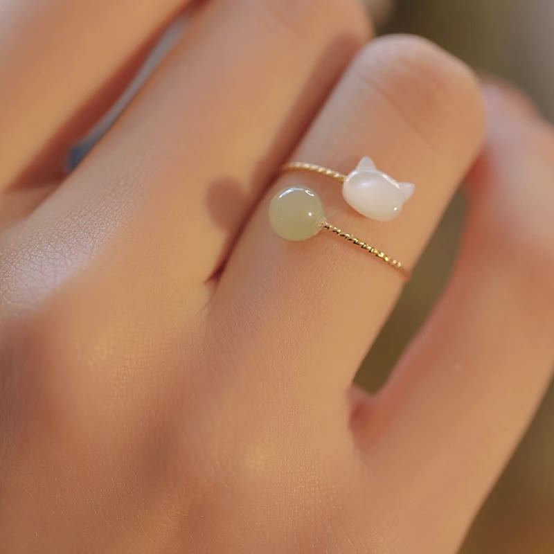 Tridacna-Stein-Katzenkopf-Jade-Segensring für Gleichgewicht