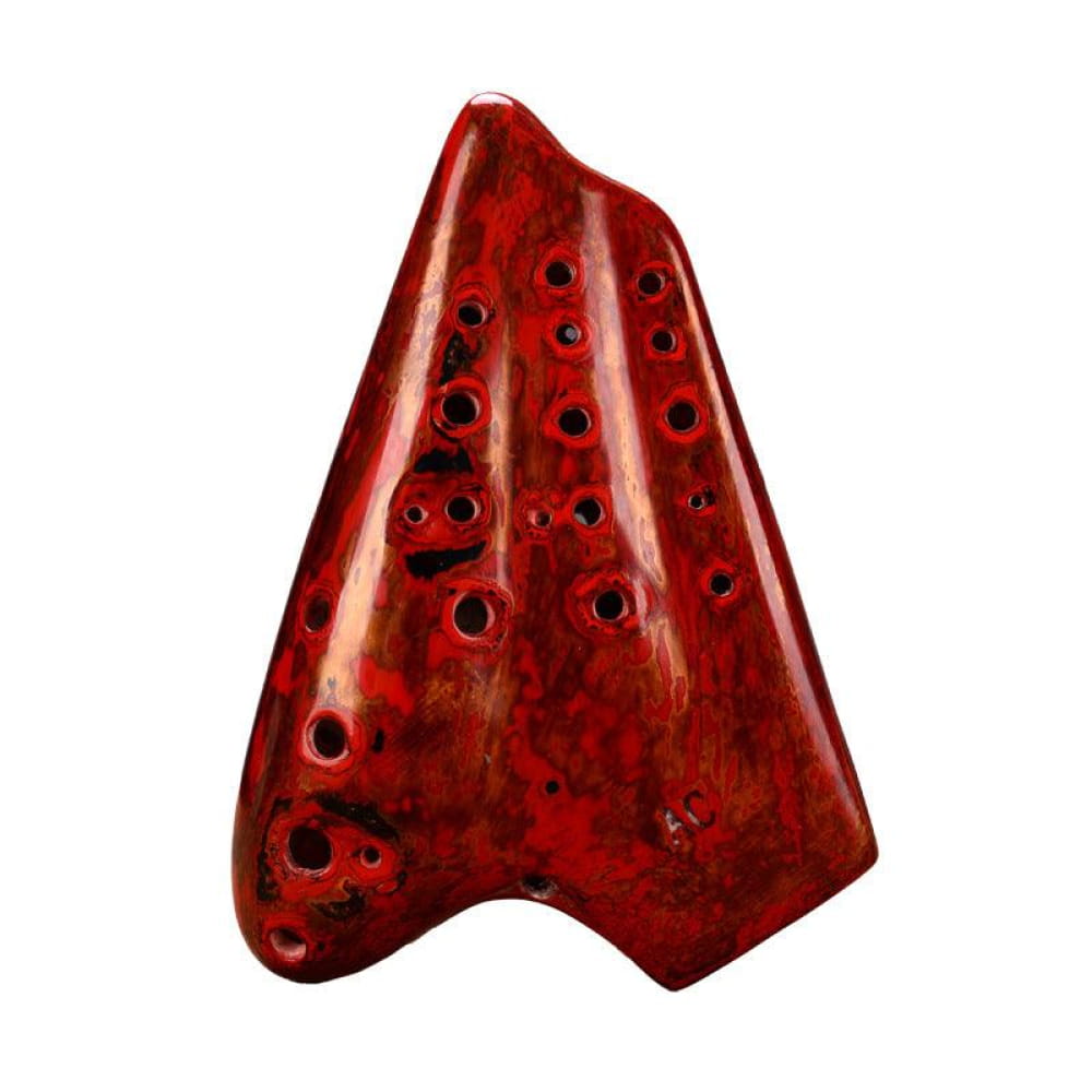 Triple Chamber Alto C Ocarina Flute - Coral Red - Red Ocarina - On sale