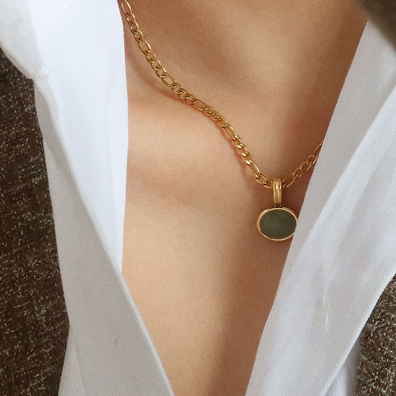 Türkisfarbener ovaler Kraft-Halskettenanhänger aus Titanstahl