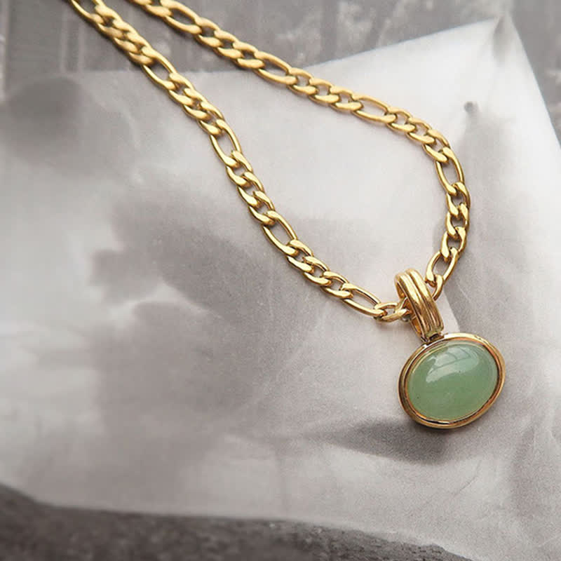 Türkisfarbener ovaler Kraft-Halskettenanhänger aus Titanstahl