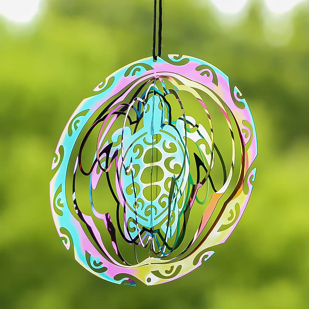 Decorative Turtle Kinetic Wind Spinner in pastel blue, pink, and green colors