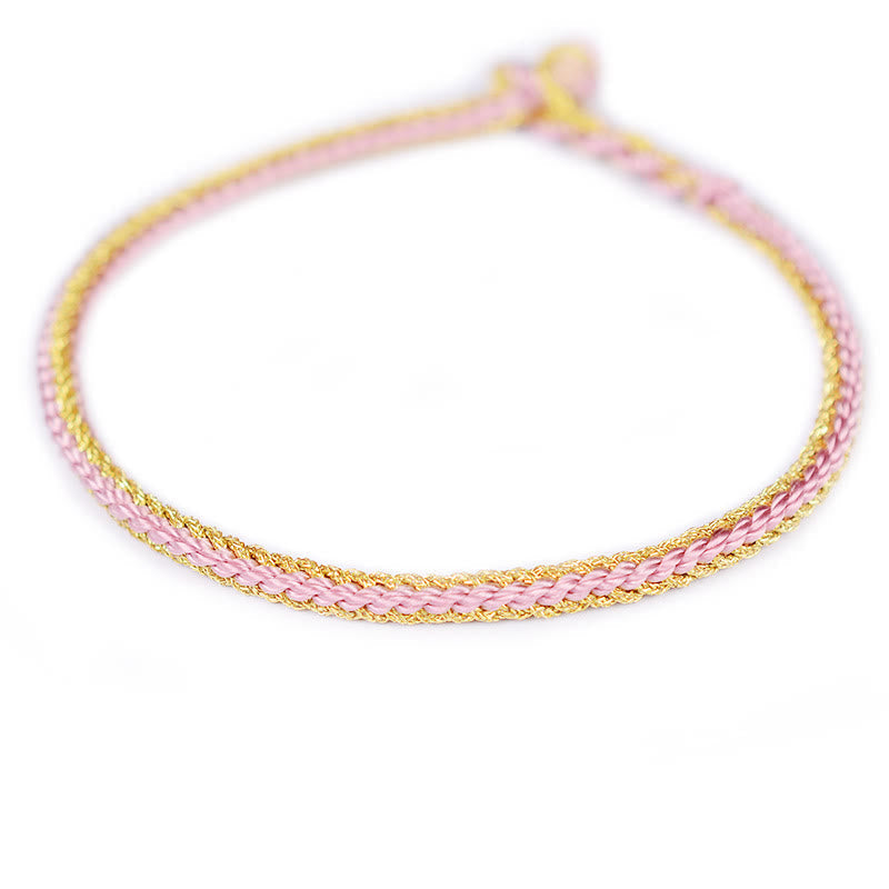 Zweifarbiges, handgefertigtes Armband mit acht Fäden und rotem Peace-Knoten