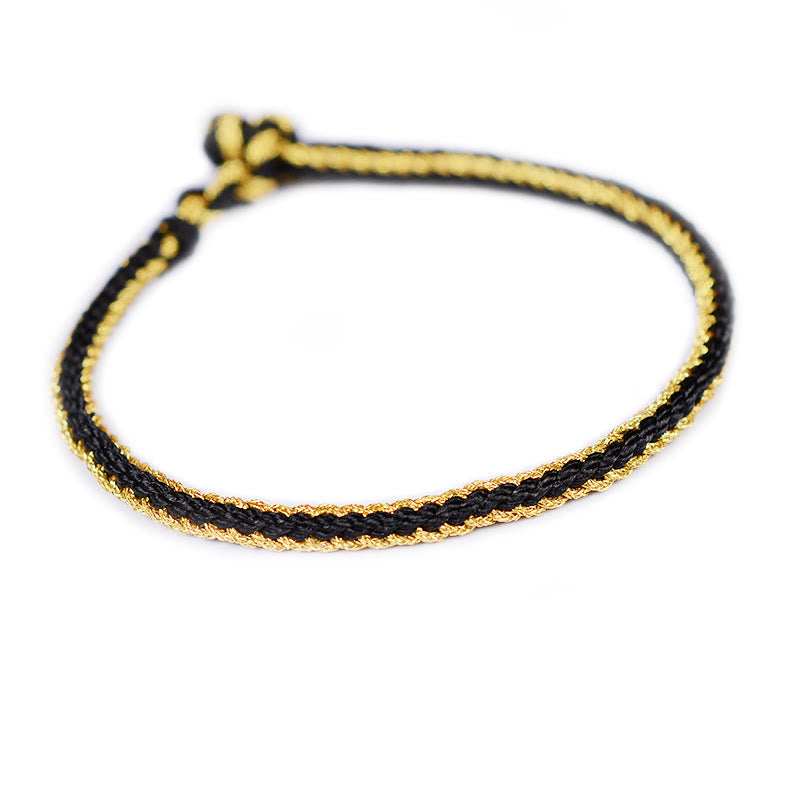 Zweifarbiges, handgefertigtes Armband mit acht Fäden und rotem Peace-Knoten