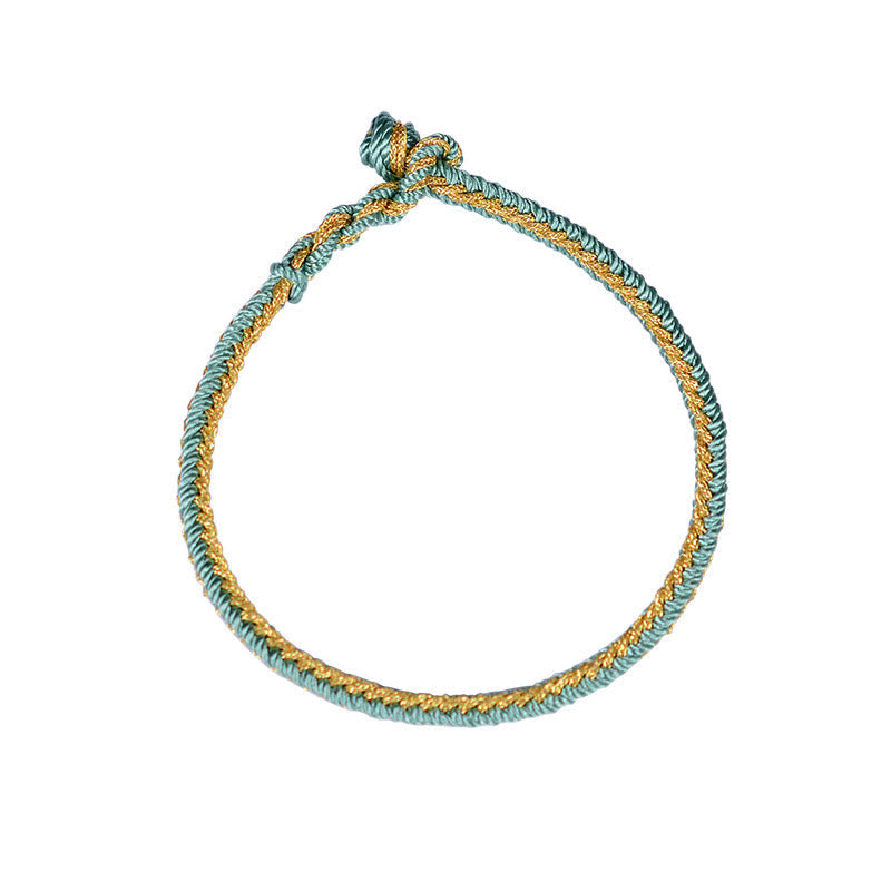 Zweifarbiges, handgefertigtes Armband mit acht Fäden und rotem Peace-Knoten