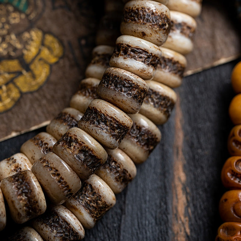 Unisex-Armband mit 108 tibetischen Yakknochen-Perlen