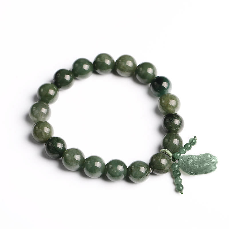 Unisex 10 mm Jade Pixiu Wohlstandsarmband für Reichtum