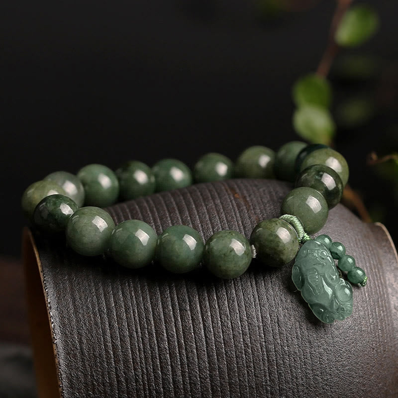 Unisex 10 mm Jade Pixiu Wohlstandsarmband für Reichtum