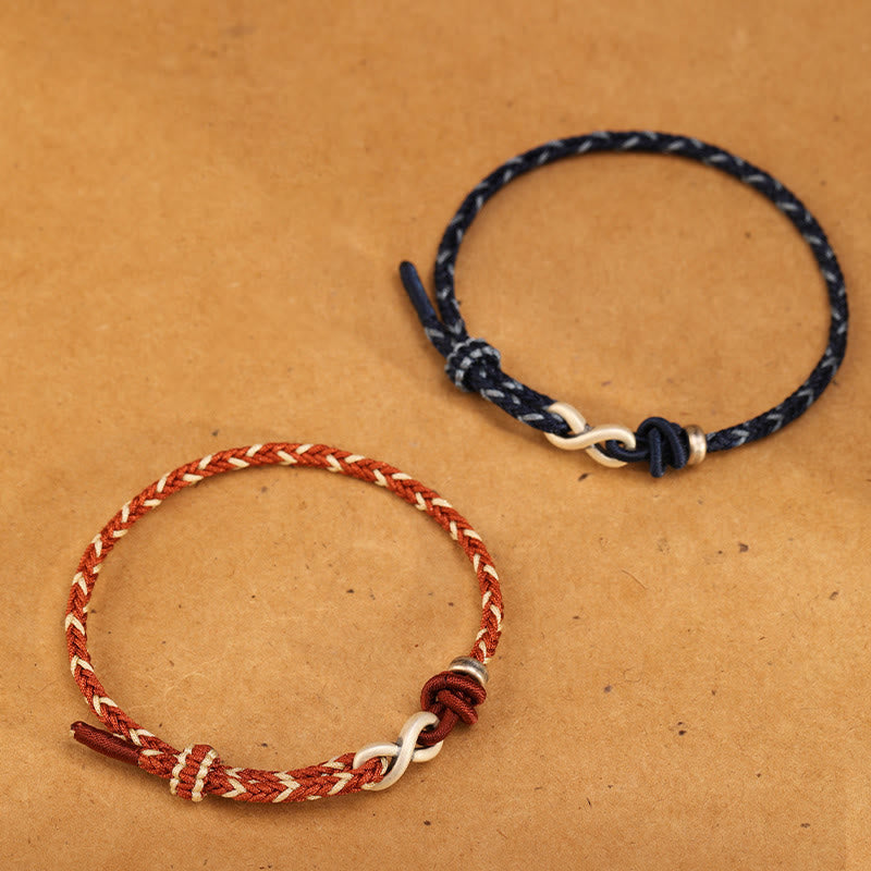 Unisex-Armband aus roter Schnur, 14–18 cm, mit Unendlichkeitsknoten aus Sterlingsilber