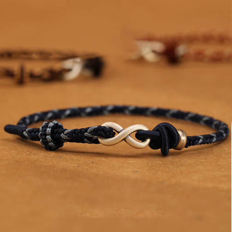 Unisex-Armband aus roter Schnur, 14–18 cm, mit Unendlichkeitsknoten aus Sterlingsilber