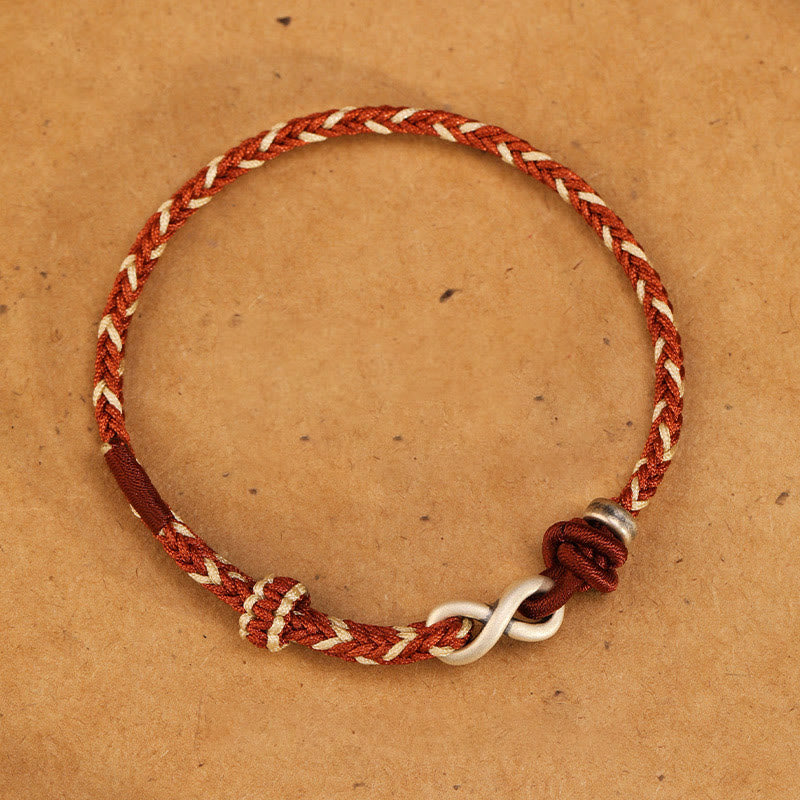 Unisex-Armband aus roter Schnur, 14–18 cm, mit Unendlichkeitsknoten aus Sterlingsilber