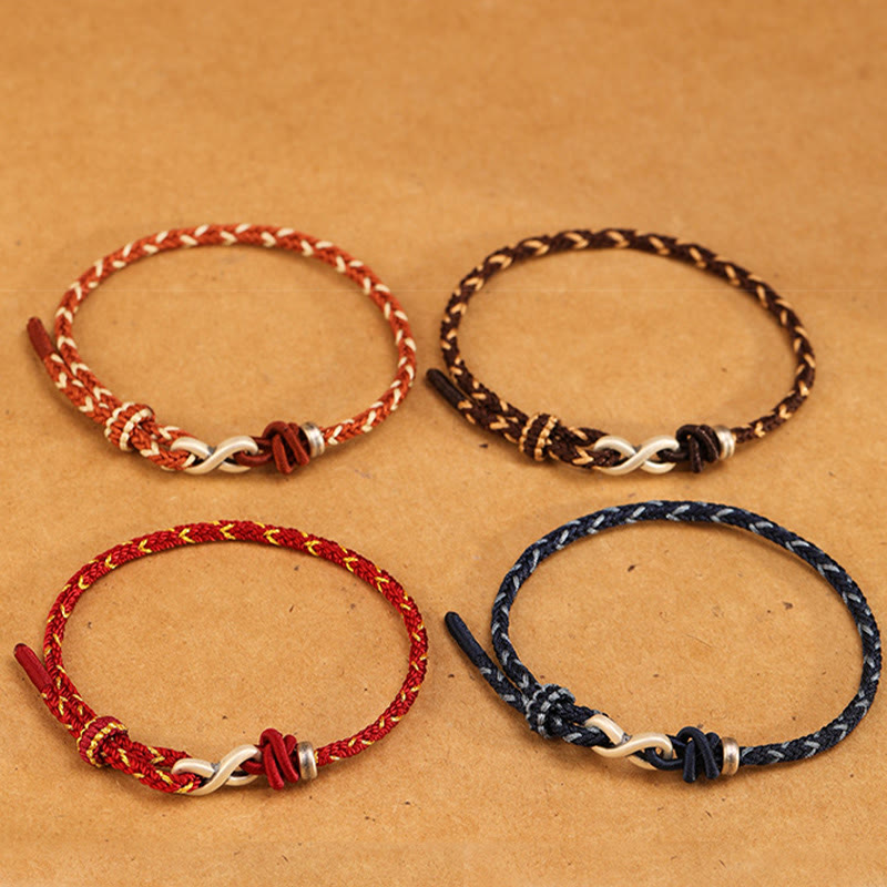 Unisex-Armband aus roter Schnur, 14–18 cm, mit Unendlichkeitsknoten aus Sterlingsilber