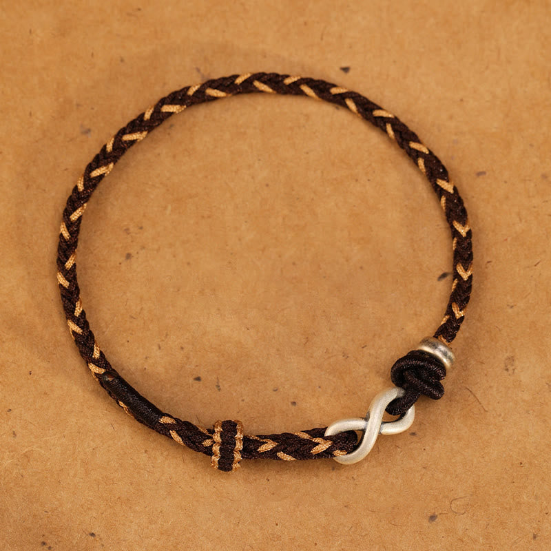 Unisex-Armband aus roter Schnur, 14–18 cm, mit Unendlichkeitsknoten aus Sterlingsilber