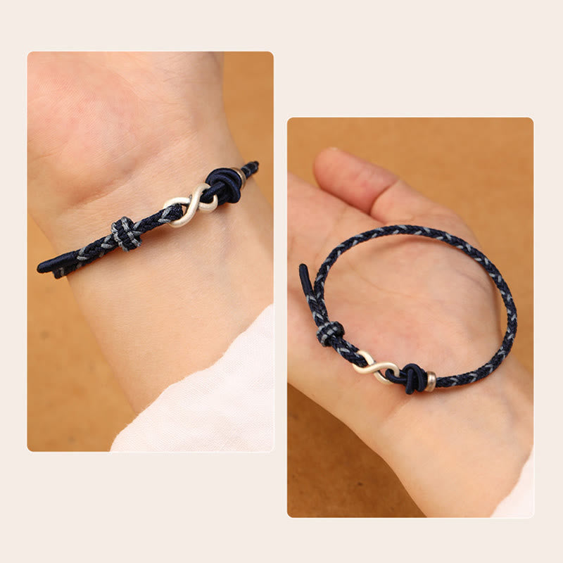 Unisex-Armband aus roter Schnur, 14–18 cm, mit Unendlichkeitsknoten aus Sterlingsilber