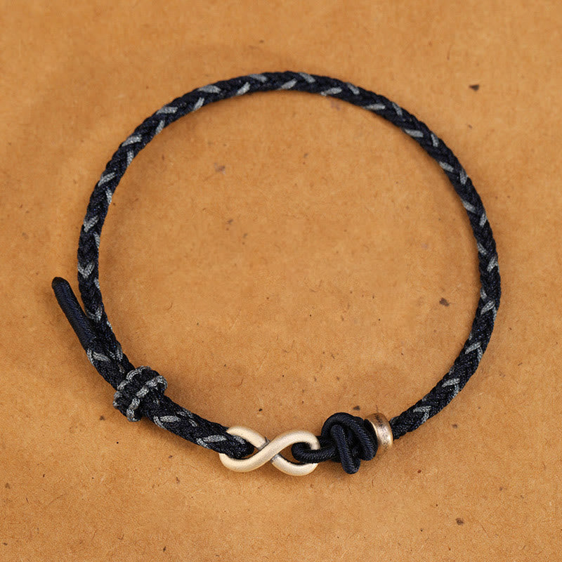 Unisex-Armband aus roter Schnur, 14–18 cm, mit Unendlichkeitsknoten aus Sterlingsilber
