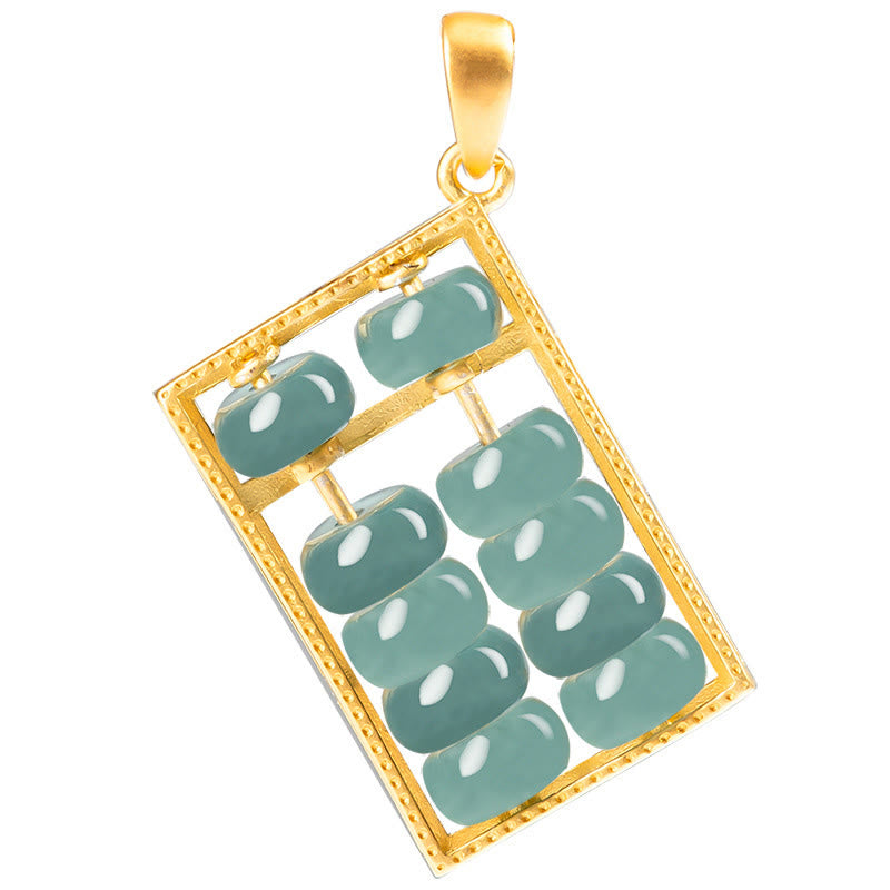Unisex 925 Sterling Silber Jade Abacus Halskette Anhänger