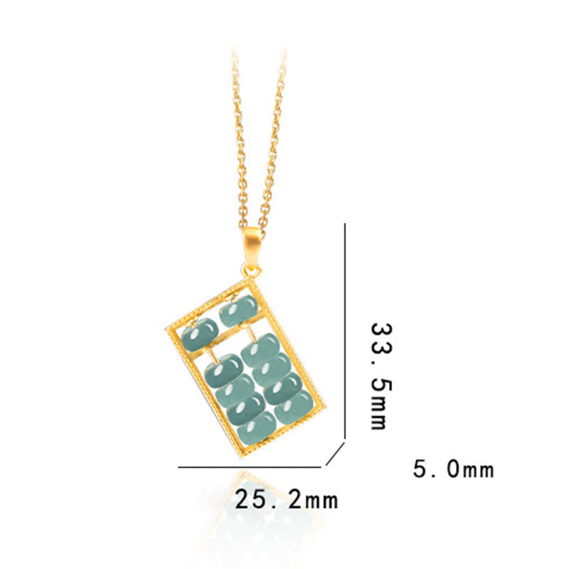 Unisex 925 Sterling Silber Jade Abacus Halskette Anhänger